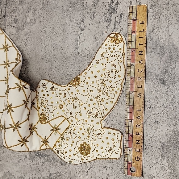 Vintage Victorian Shoe Boot beaded Christmas stocking - Picture 9 of 9